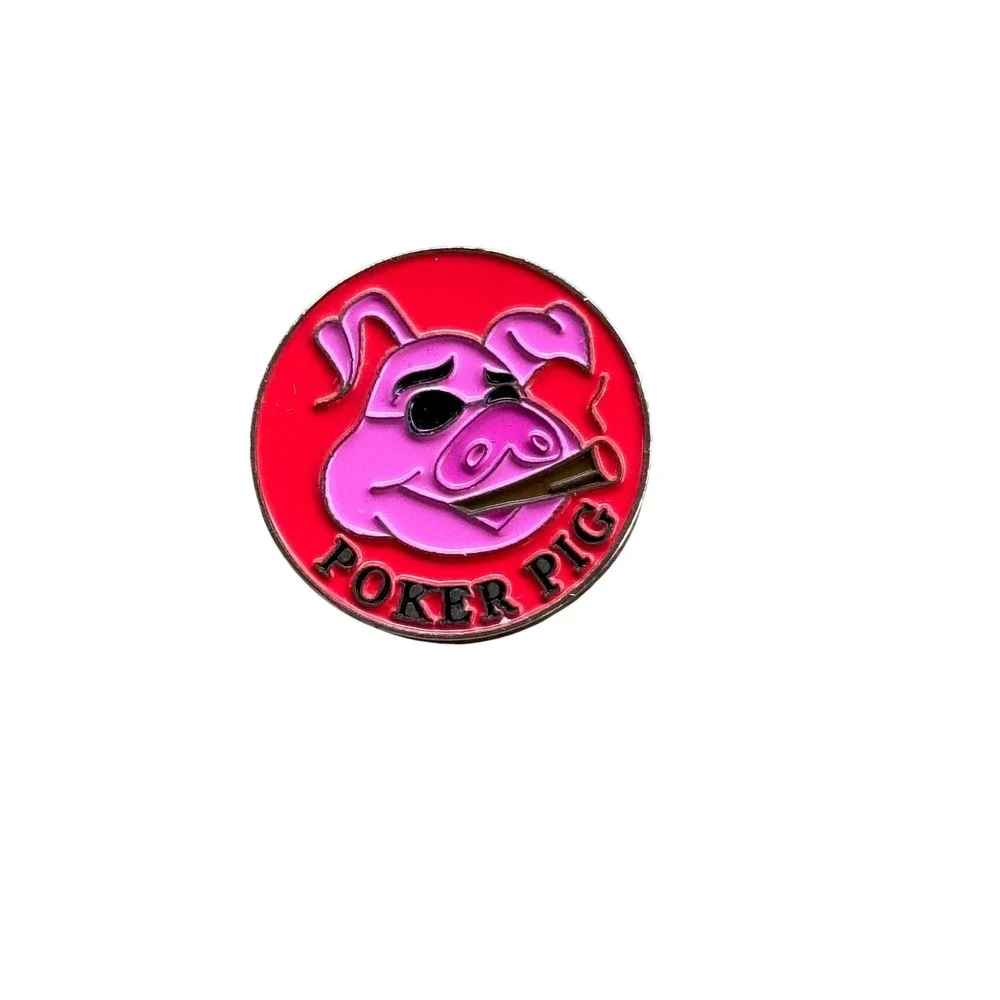 Vintage Poker‎ Pig Eat-Em-Up Enamel coin Pink Pig Sunglasses Cigar Red coin